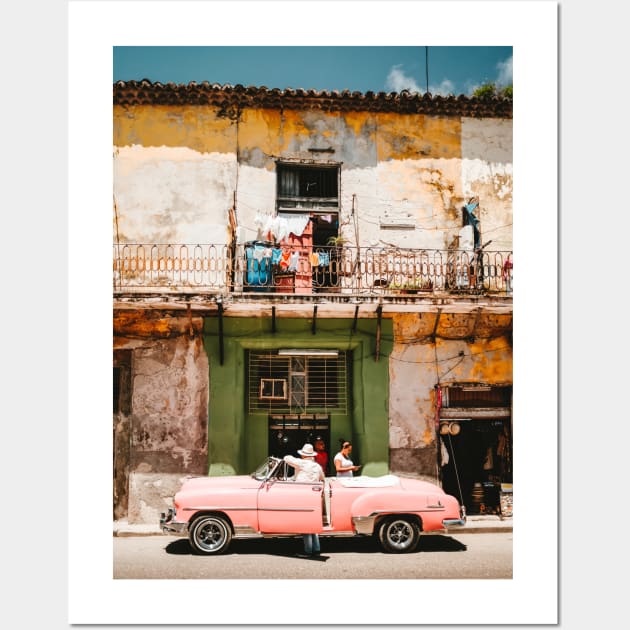 Pink classic car Wall Art by opticpixil